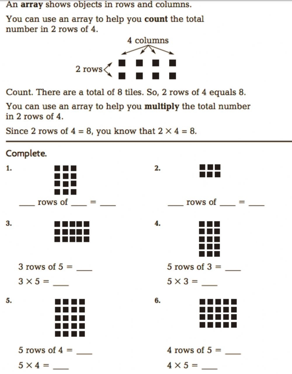 Multiplication Arrays Worksheets Grade 3 Printable Worksheets