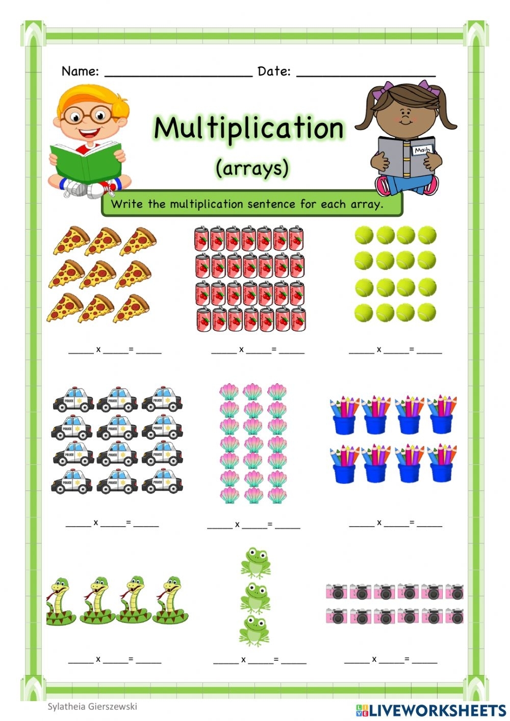 multiplication arrays worksheets grade 3