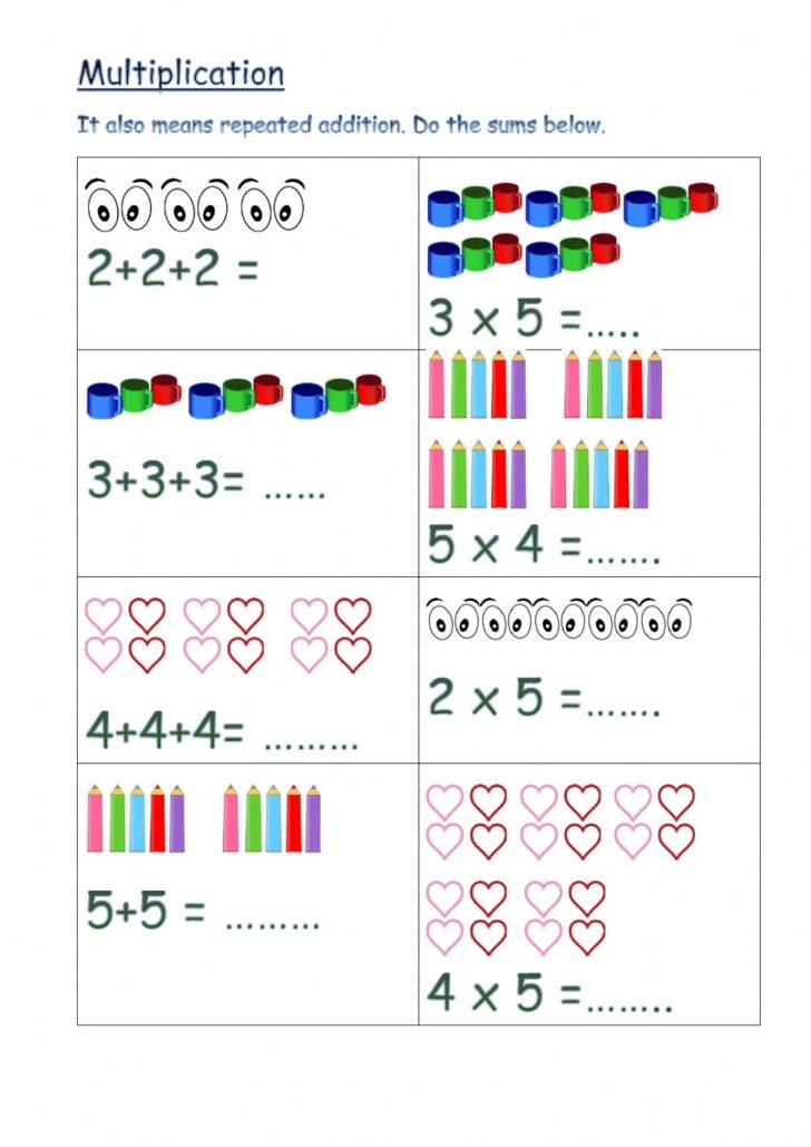 repeated addition multiplication worksheets