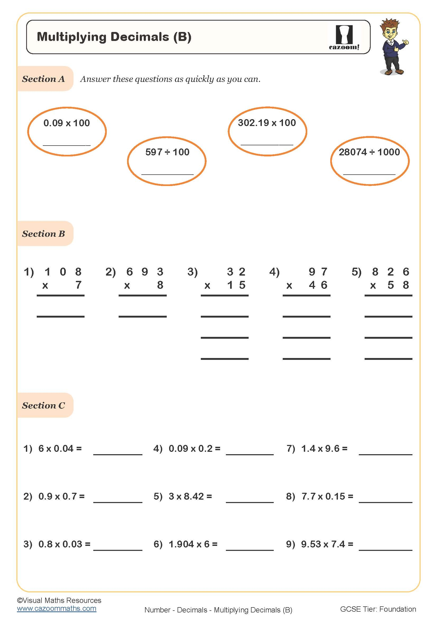 Multiplication Decimals Worksheets Practice And Learn Decimal 