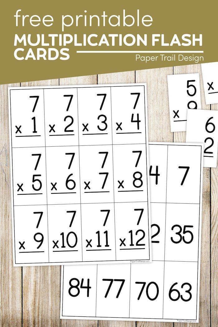 Multiplication Flash Cards Printable Paper Trail Design 