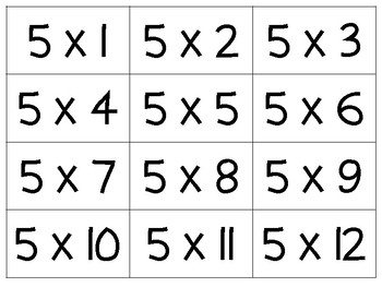 Multiplication Table Flash Cards Printable