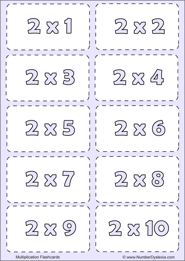 Multiplication Table Flash Cards Printable