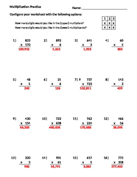 multiplication worksheet maker