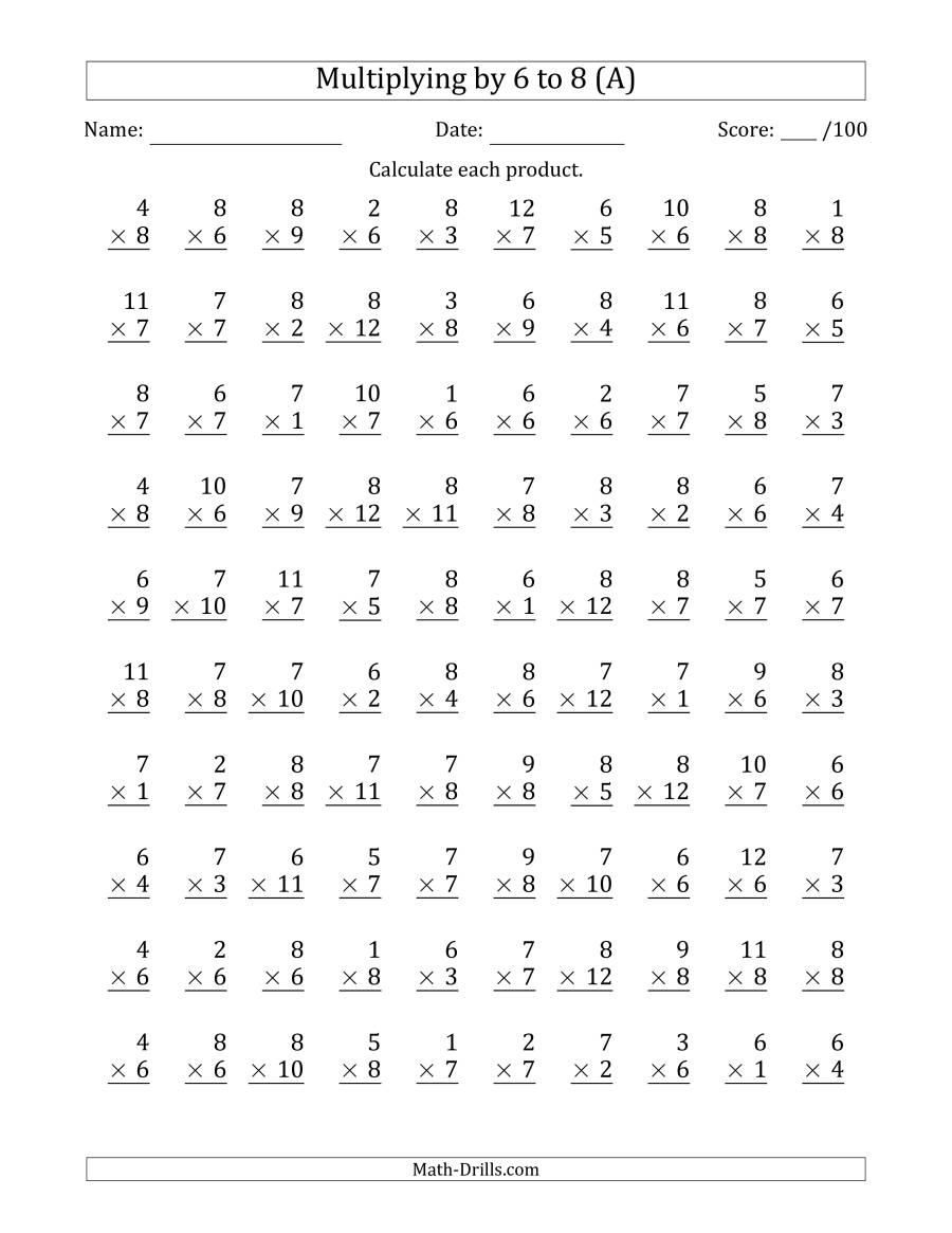 Multiplication Worksheets 6 S Multiplication Worksheets