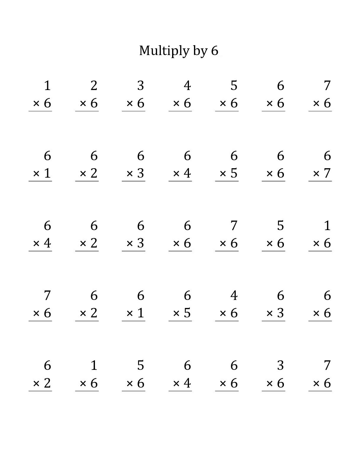 Multiplication Worksheets 6s Multiplication Worksheets