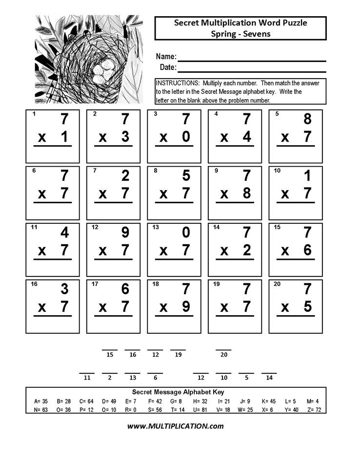 Multiply By 7 Worksheets Dev onallcylinders