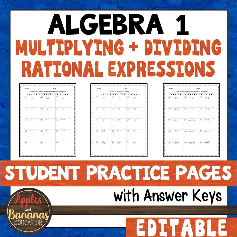 Multiplying And Dividing Rational Expressions Editable Student 