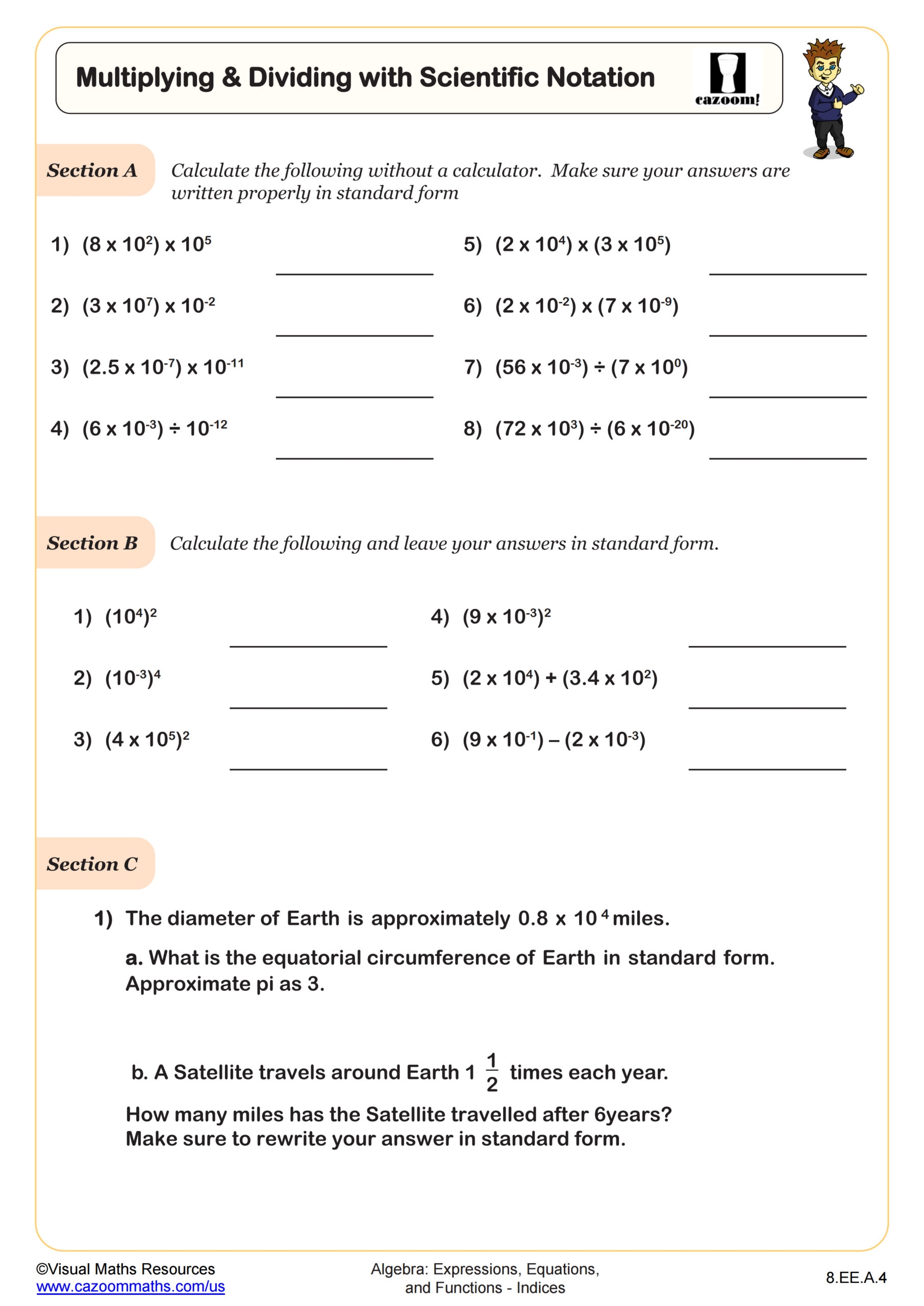 Multiplying And Dividing With Scientific Notation Worksheet Fun 