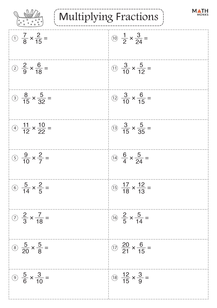 Multiplying Fractions Worksheet Answers