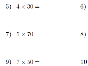 Multiplying Whole Tens Worksheet with Solutions Teaching Resources