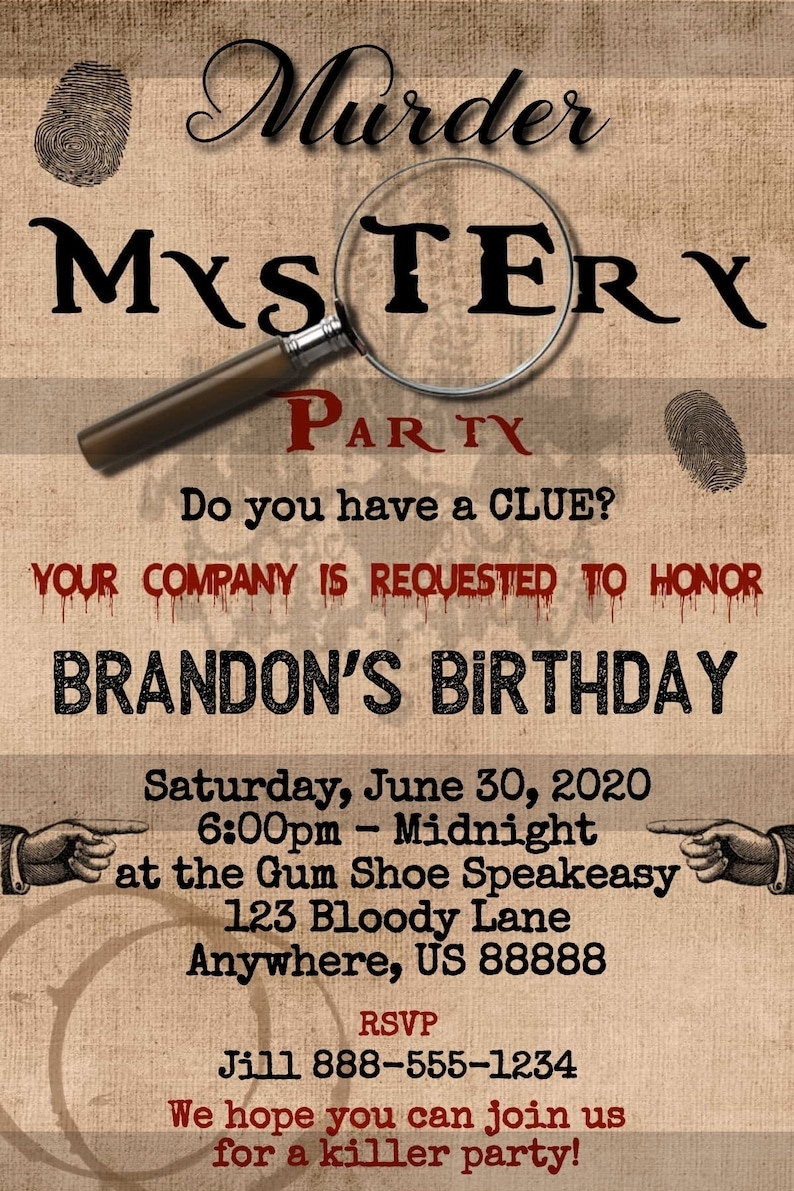 Murder Mystery Party Invitation Murder Mystery Birthday Etsy