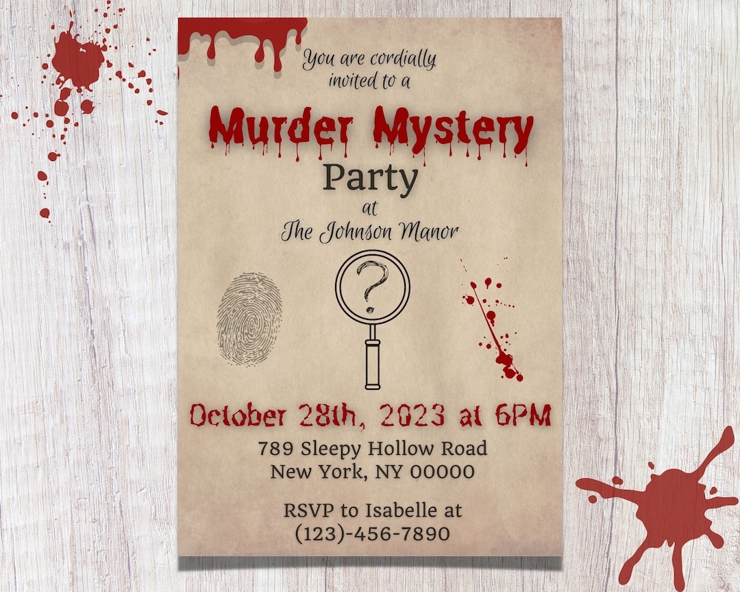 Murder Mystery Party Invitation Template Murder Myster Etsy