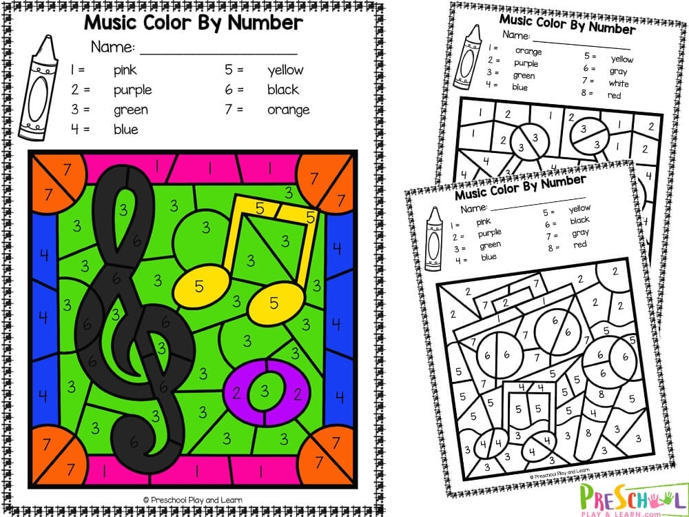 free printable color by note music worksheet