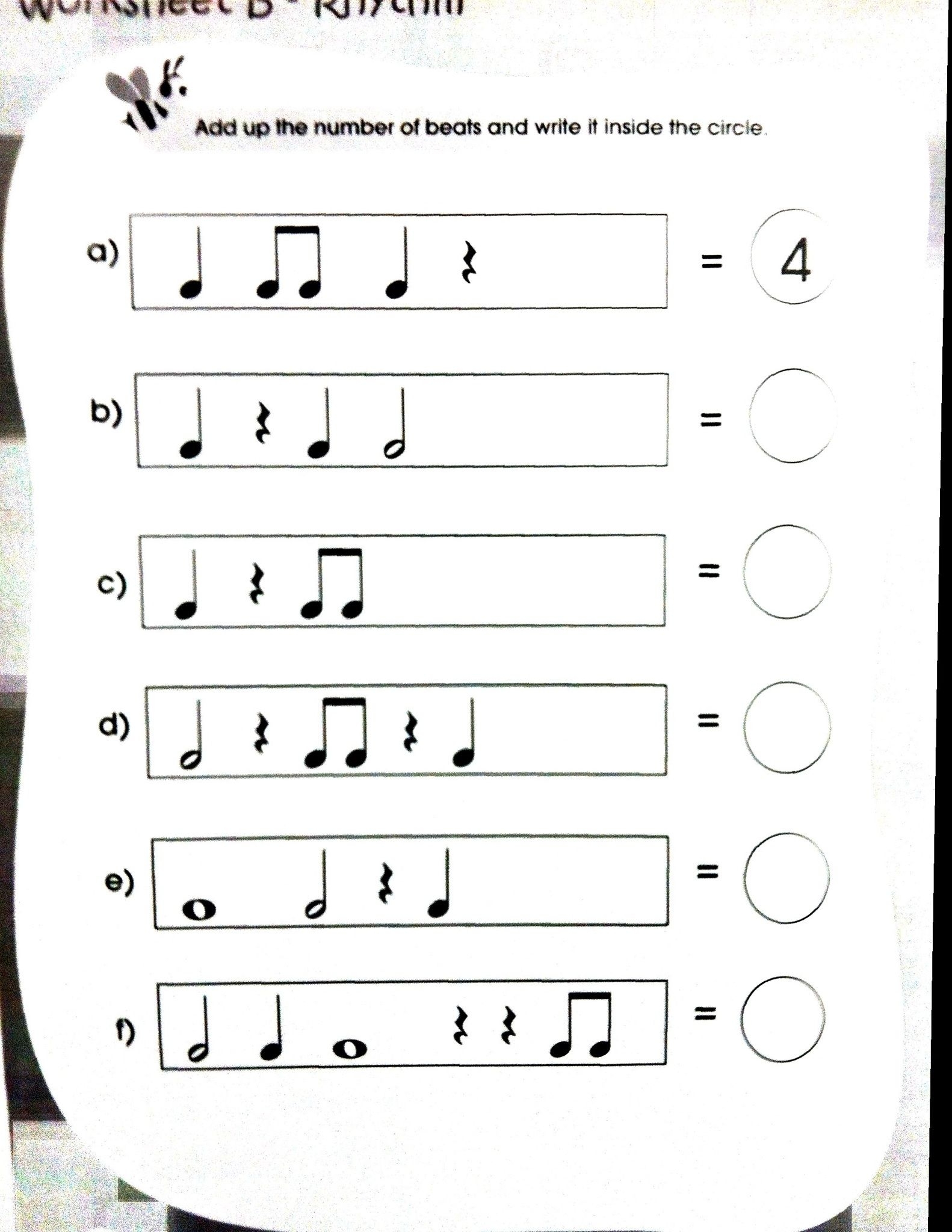 Music Math Worksheets Free Printable