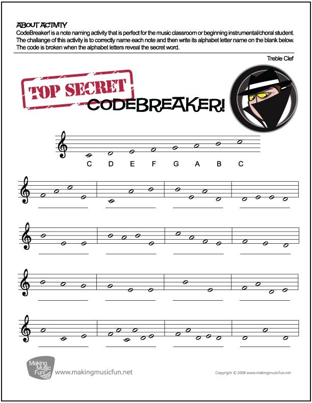 Music Note Name Worksheets
