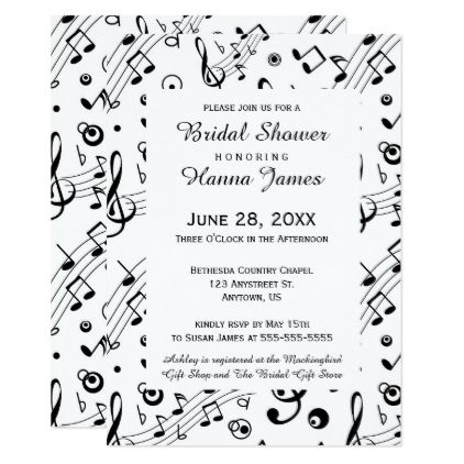Music Notes Musical Wedding Card Wedding Invitations Cards Custom