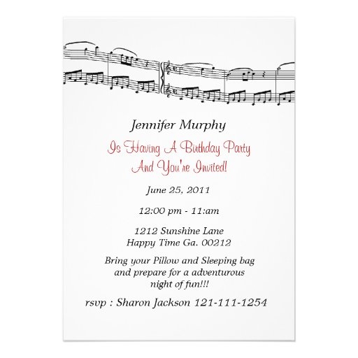 Music Notes Party Invitations 5 quot X 7 quot Invitation Card Zazzle