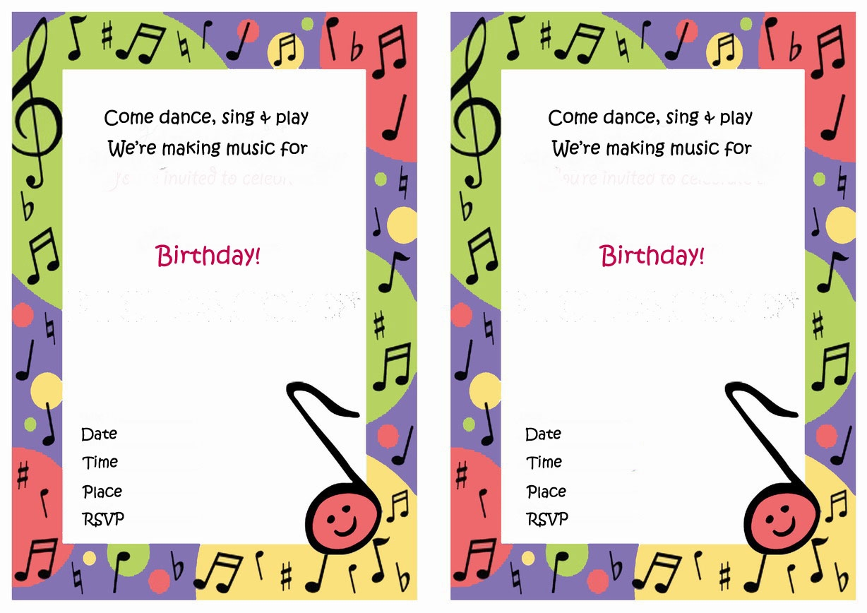 Music Themed Invitation Template Free Free Templates Printable
