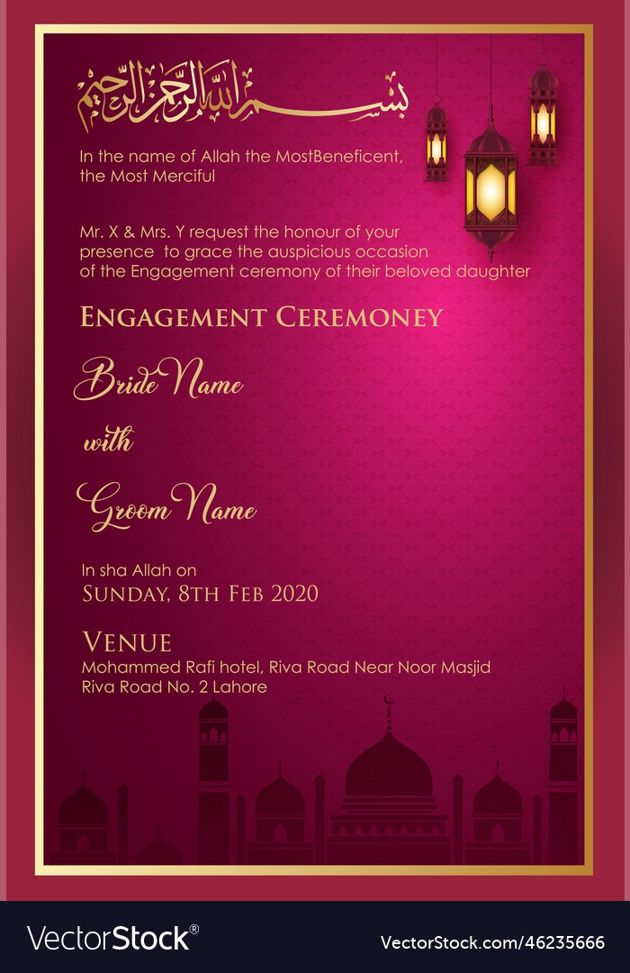 Muslim Wedding Invitation Card Design Template Infoupdate