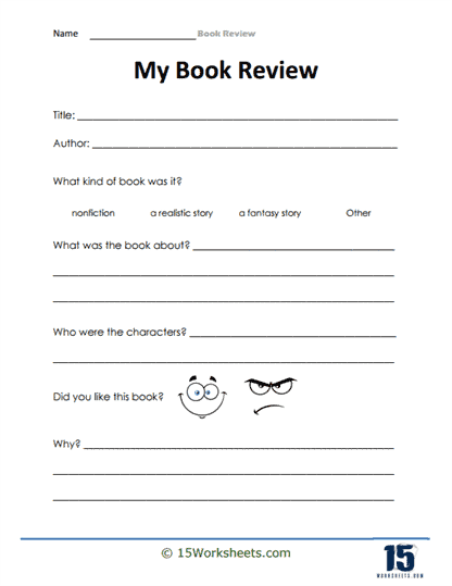 My Book Review Writing A Book Books Elementary Schools Worksheets 