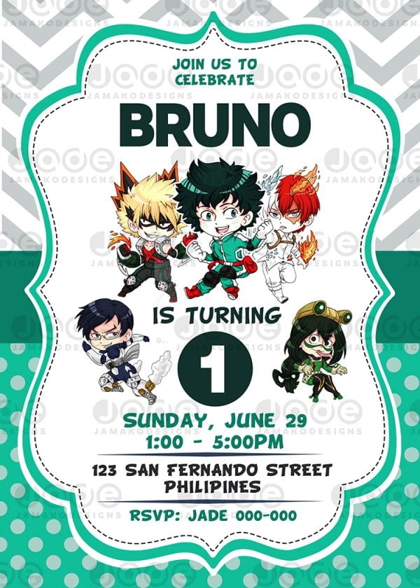 My Hero Academia Birthday Invitation My Hero Academia Birthday 