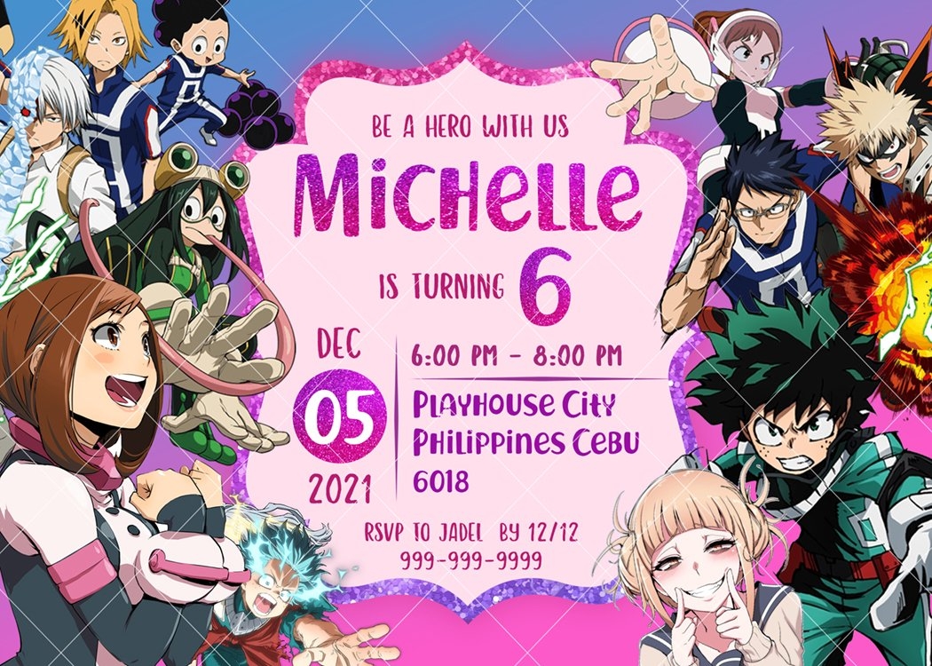 My Hero Academia Birthday Invitation My Hero Academia Birthday 