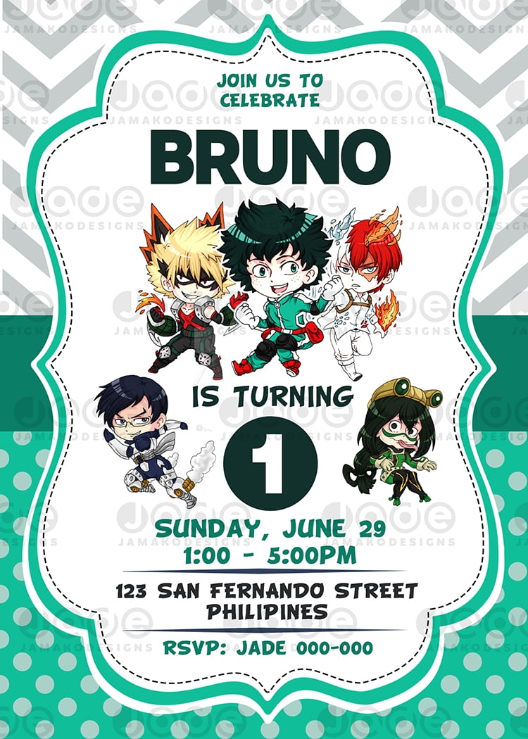 My Hero Academia Birthday Invitation My Hero Academia Birthday 