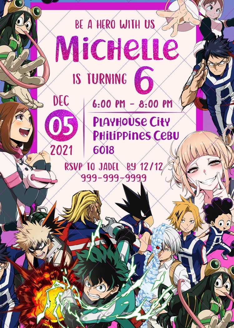 My Hero Academia Birthday Invitation My Hero Academia Birthday 