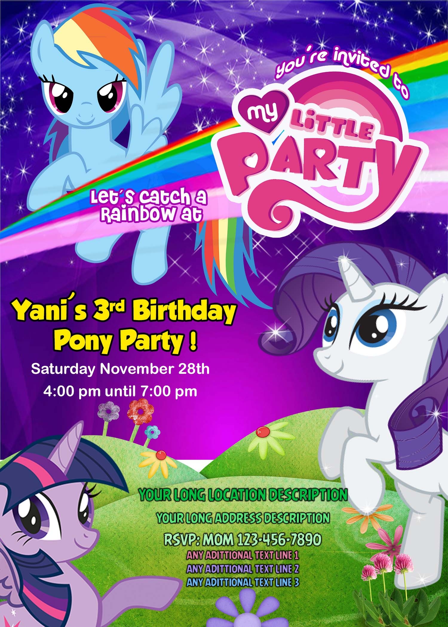 my little pony birthday invitation card template