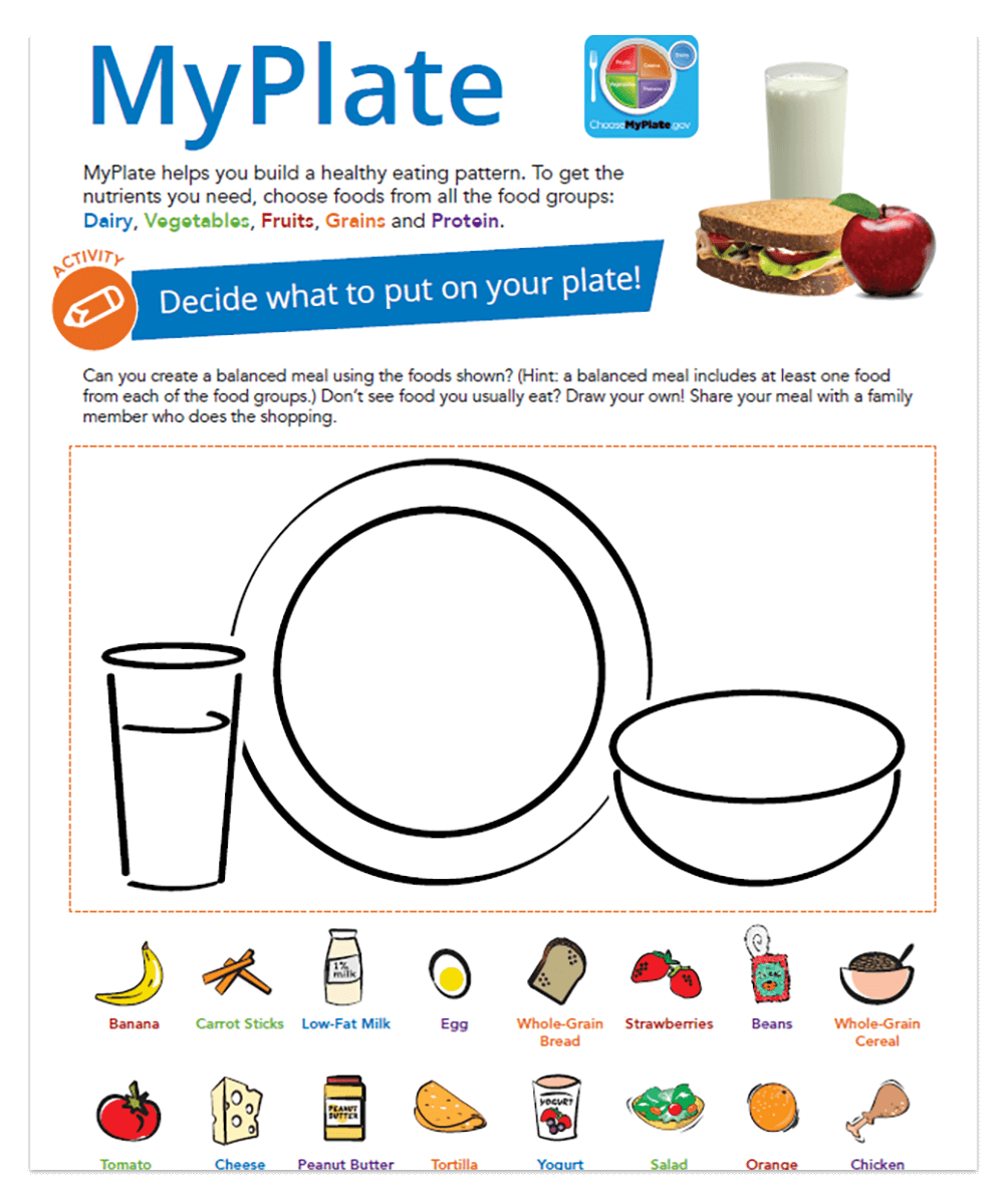 MyPlate Activity Teaches Food Groups And Balanced Meals Worksheets 