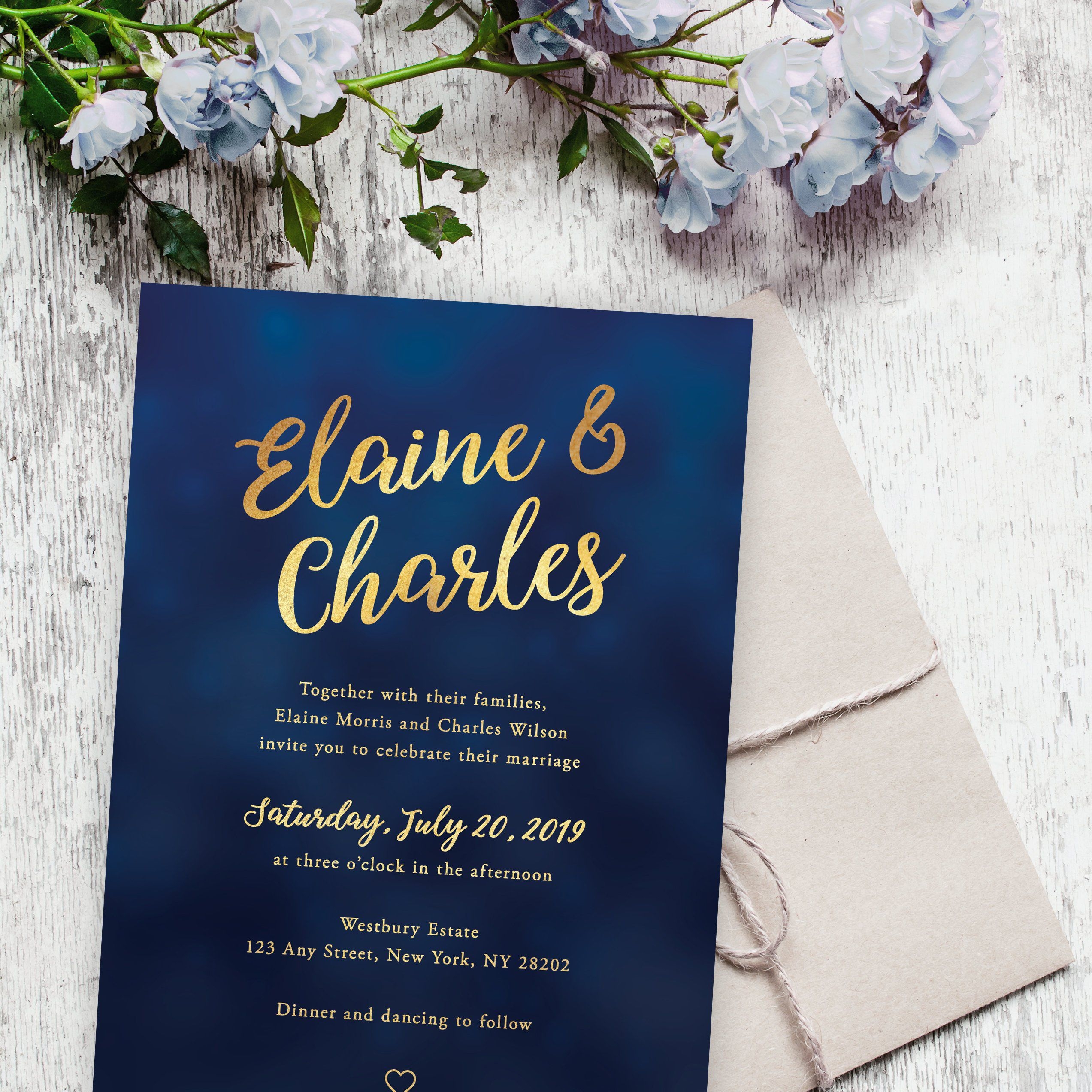 Navy Blue Wedding Invitation Templates Free