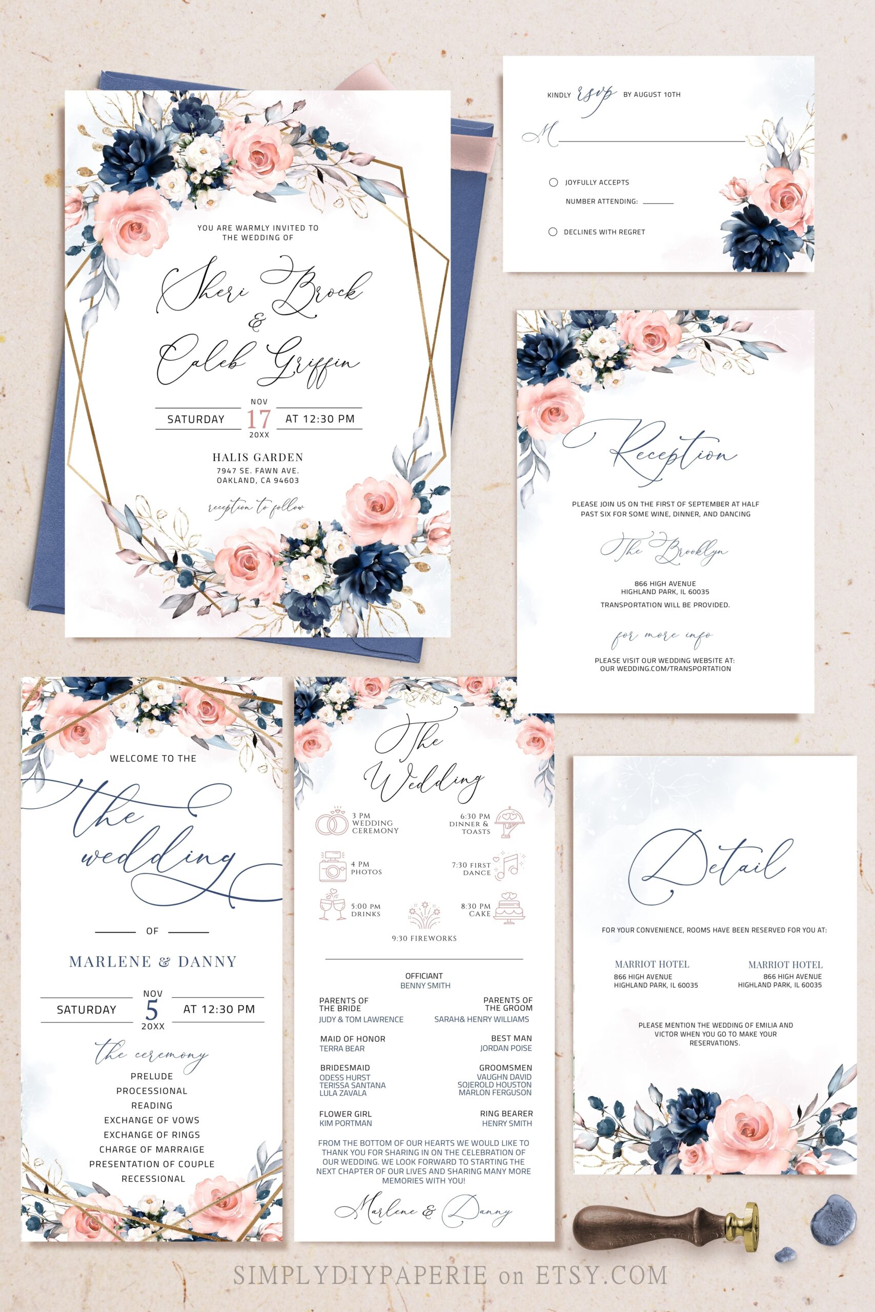 Navy Blue Wedding Invitation Templates Free Printable Word Searches