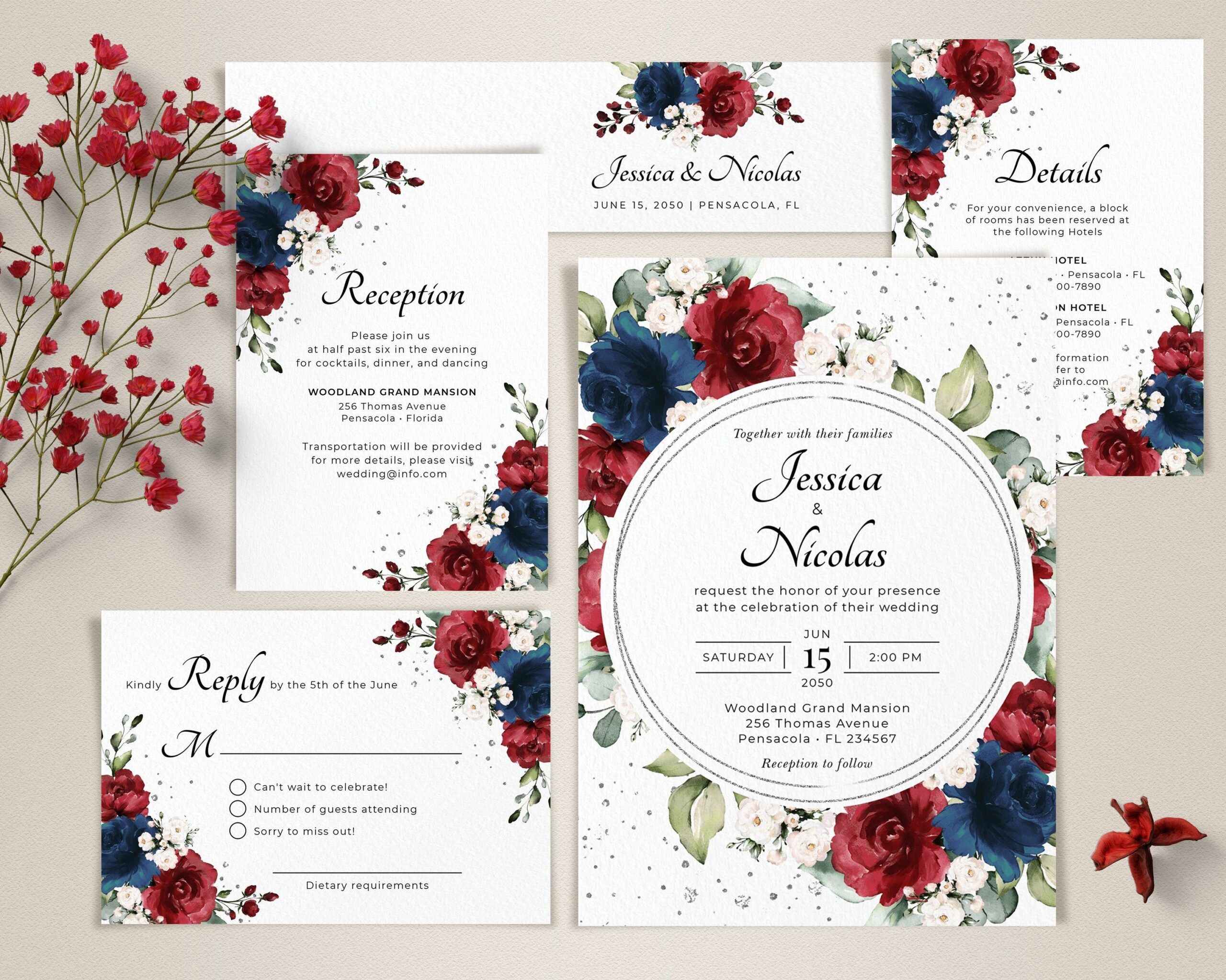 Navy Blue Wedding Invitation Templates Free Printable Word Searches