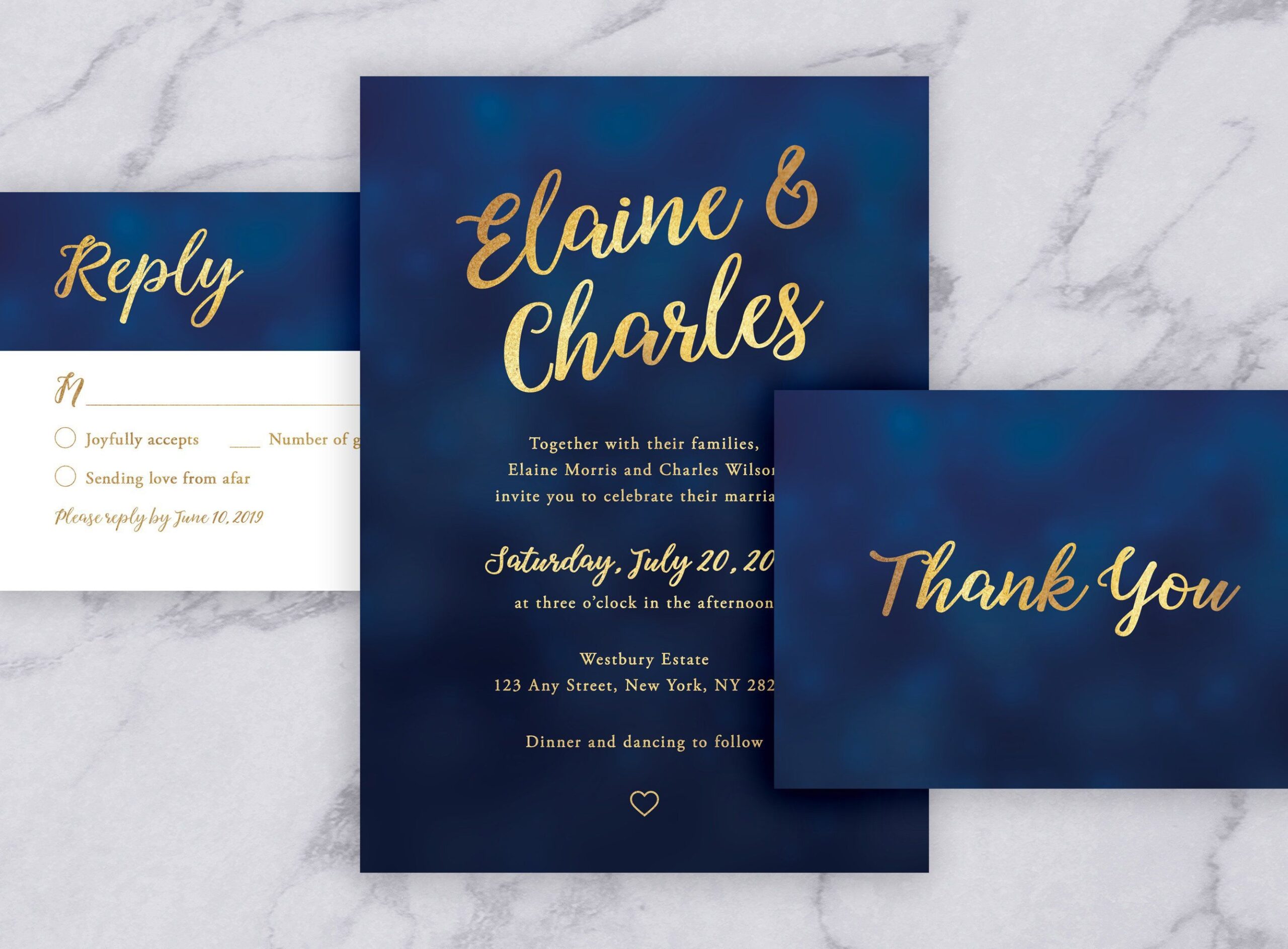 Navy Blue Wedding Invitation Templates Free