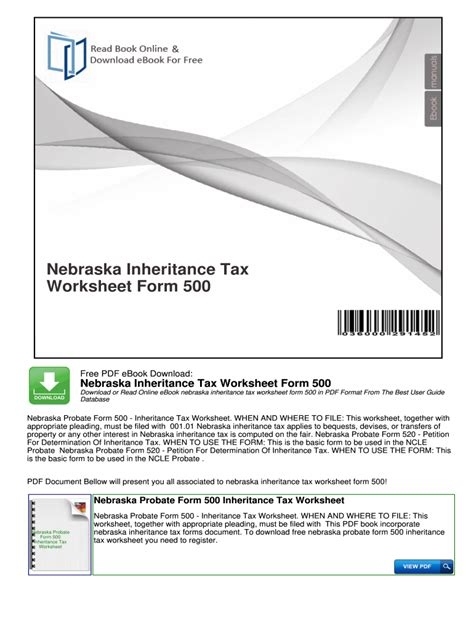 Nebraska Inheritance Tax Worksheet Worksheets Library
