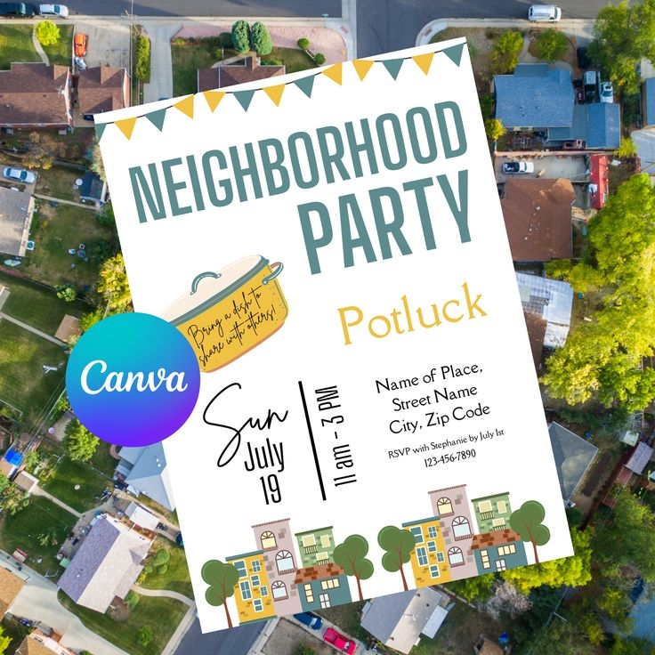 Neighborhood Party Potluck Invitation Template Neighborhood Party