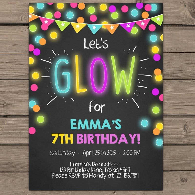 Neon Birthday Invitations Invitation Design Blog