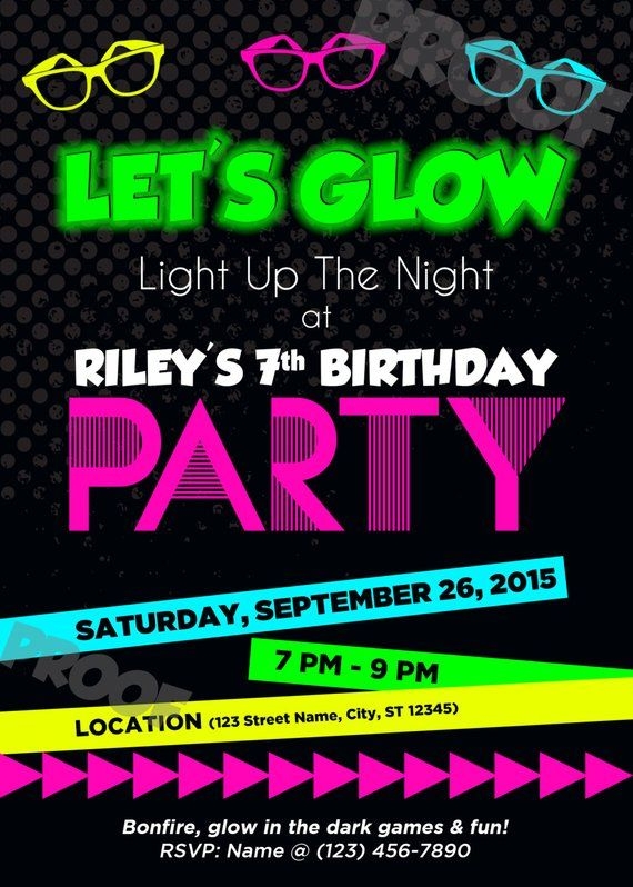 Neon Invitation Template Free