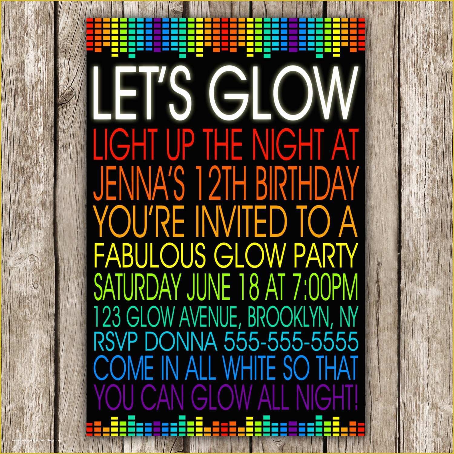 Neon Invitations Templates Free