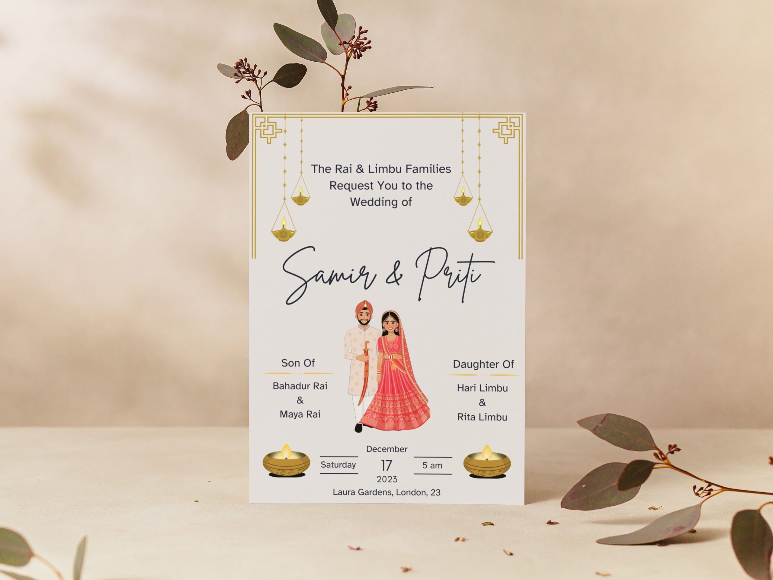 Nepali Marriage Invitation Card Template Editable Nepali Wedding 