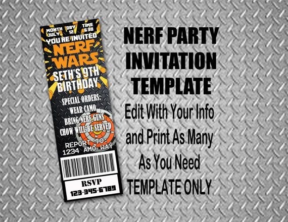 Nerf Gun Invitation Templates
