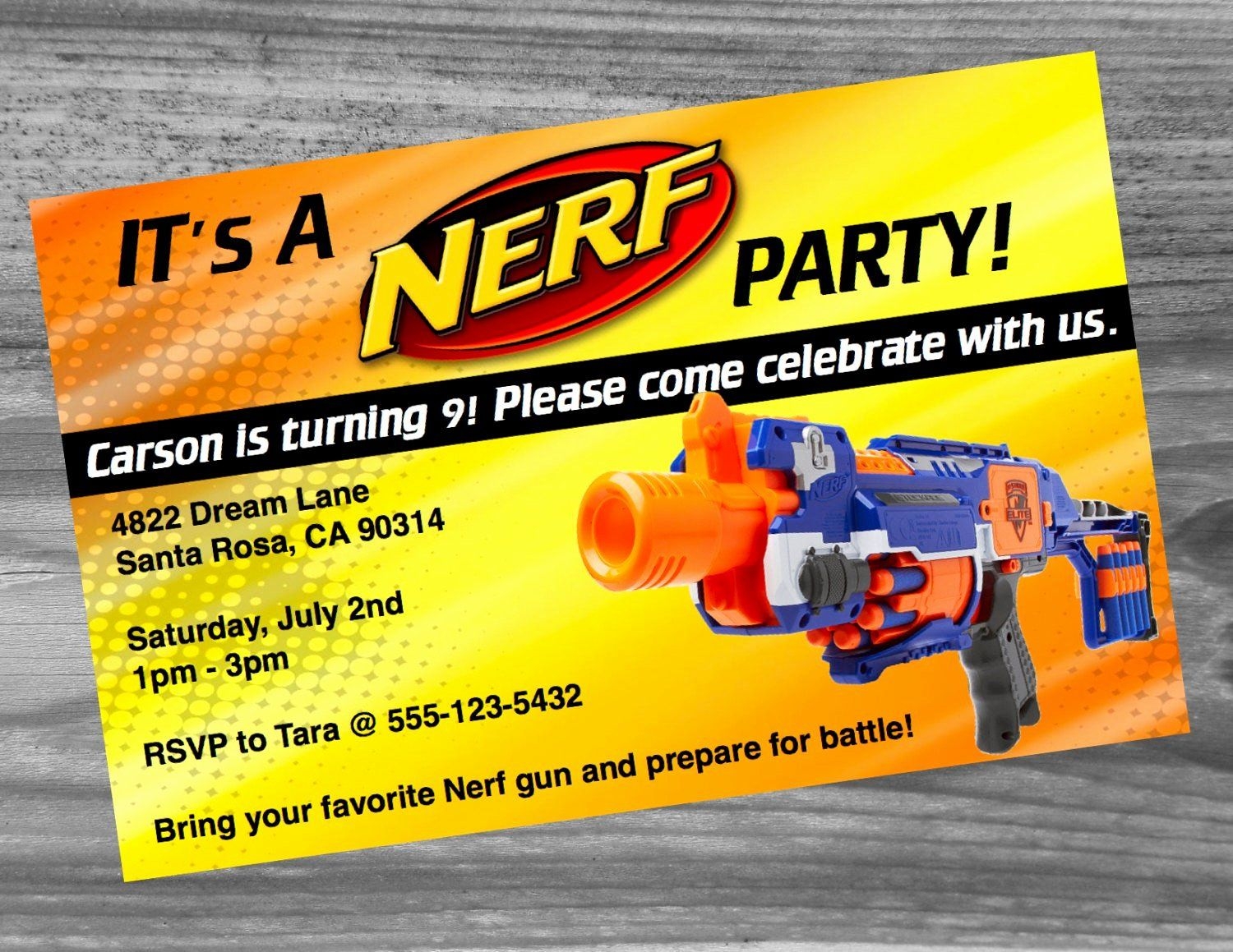 nerf gun invitations templates