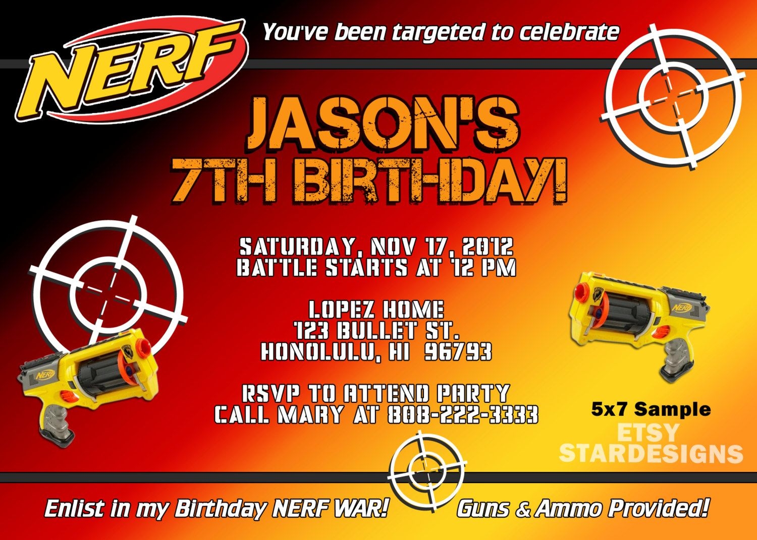 Nerf Gun Invitations Templates Invitationpiper78