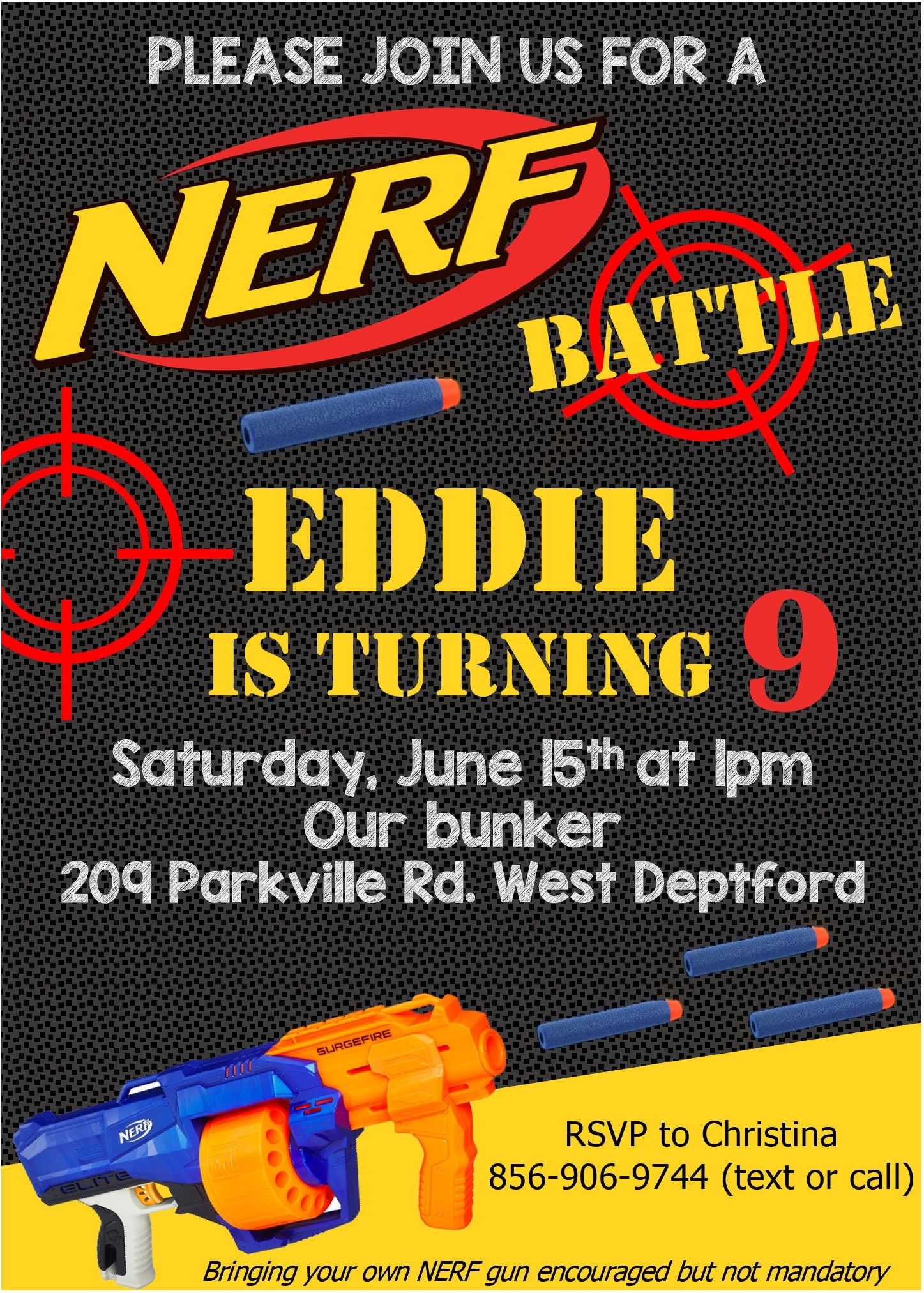 Nerf Gun Nerf Battle Birthday Party Invitation Lupon gov ph