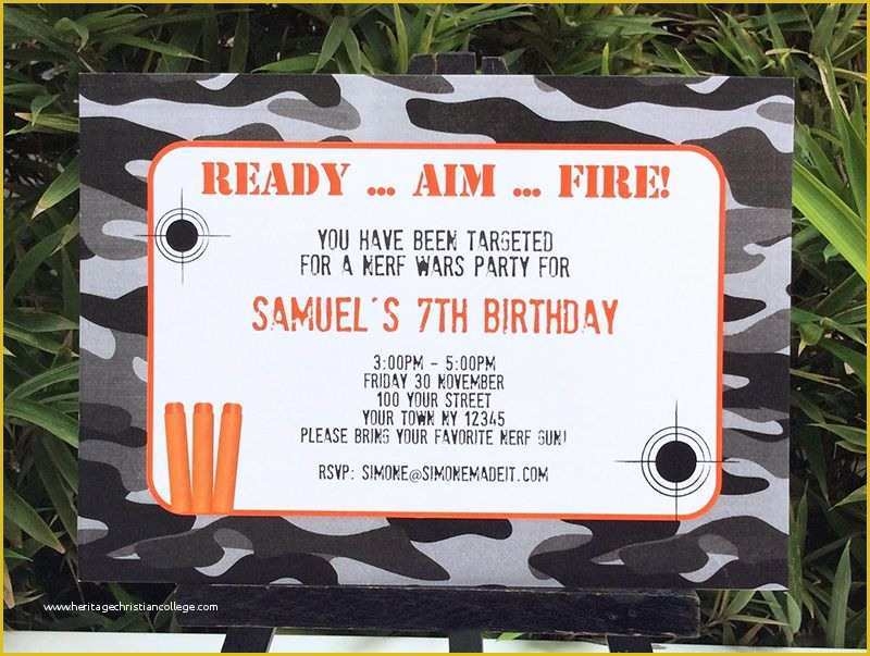 Nerf Invitation Template Free Of Nerf Birthday Party Printable 