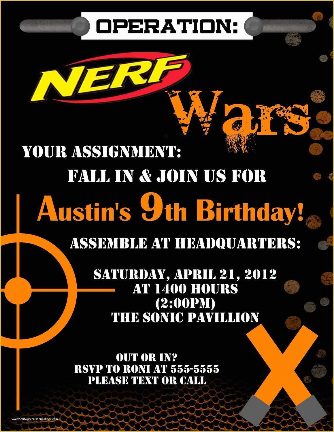Nerf Invitation Template Free Of Nerf Dart Digital Birthday Invitation 