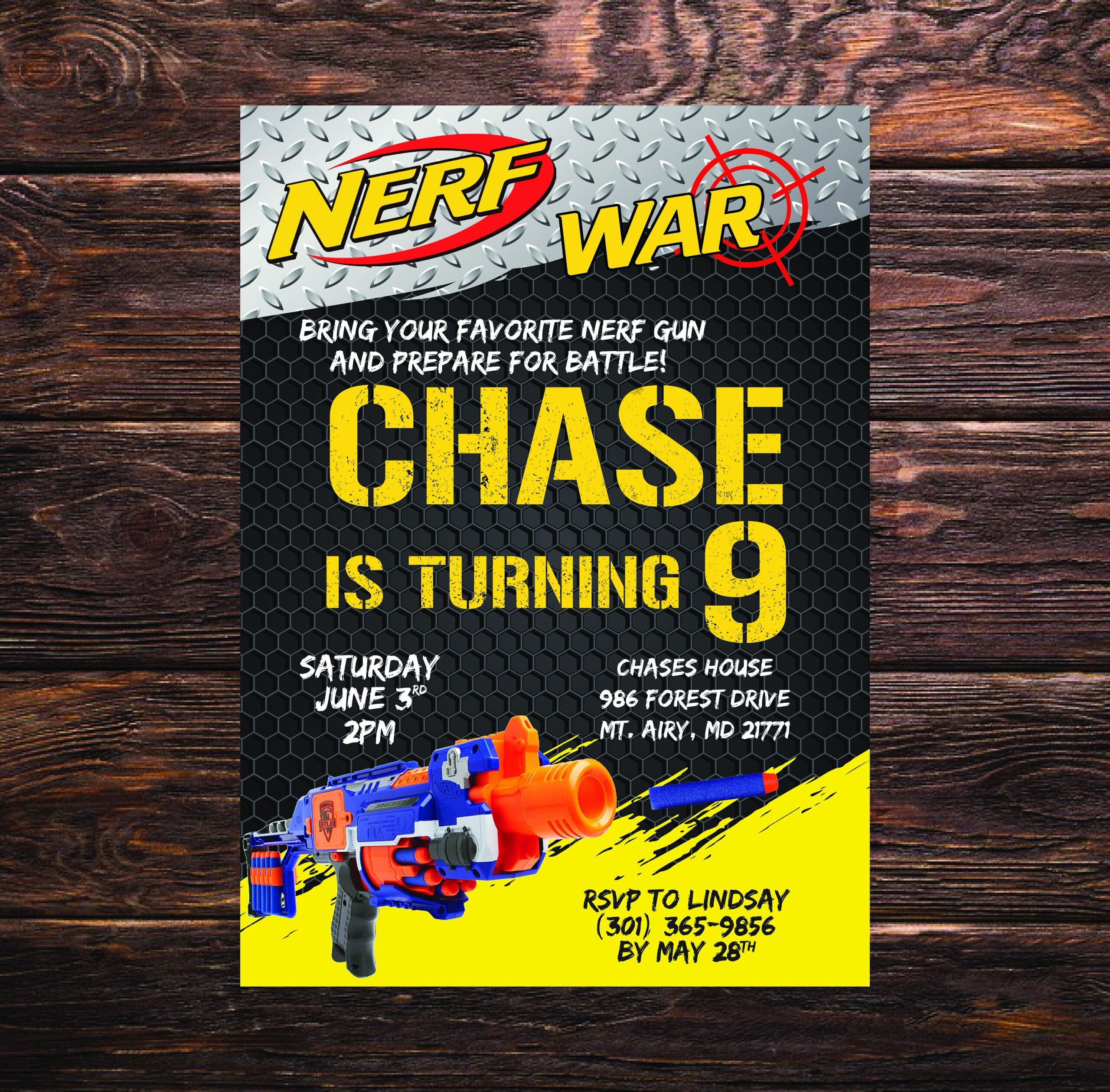 nerf party invitations template free