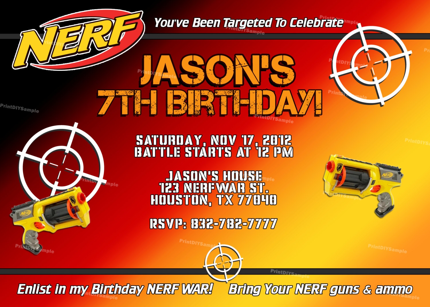 Nerf Party Invitations Template Free