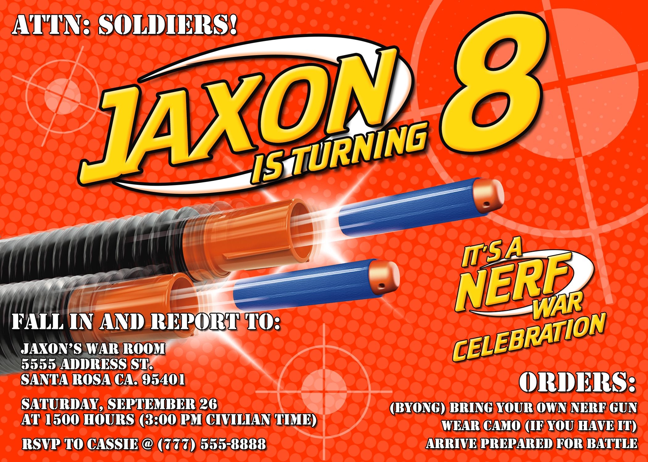 Nerf Party Invite Template Free